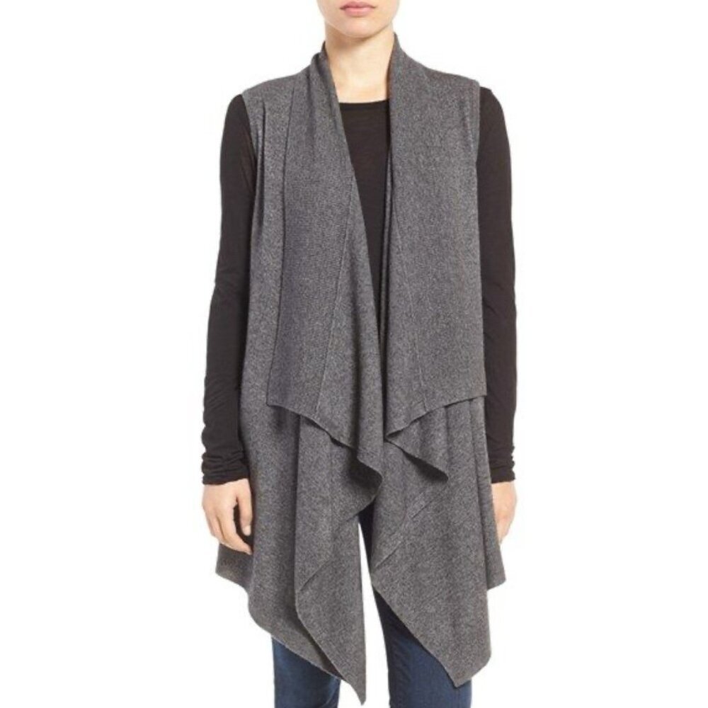 Halogen Cashmere Drape Sweater Vest Gray Sz XS Lux Soft Candy Casual Travel